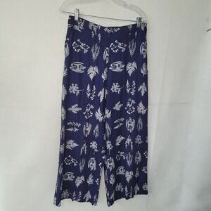 Tuckernuck Pant Beaufort Botanical Andi Cropped Wide‎ Leg Womens M Blue Linen